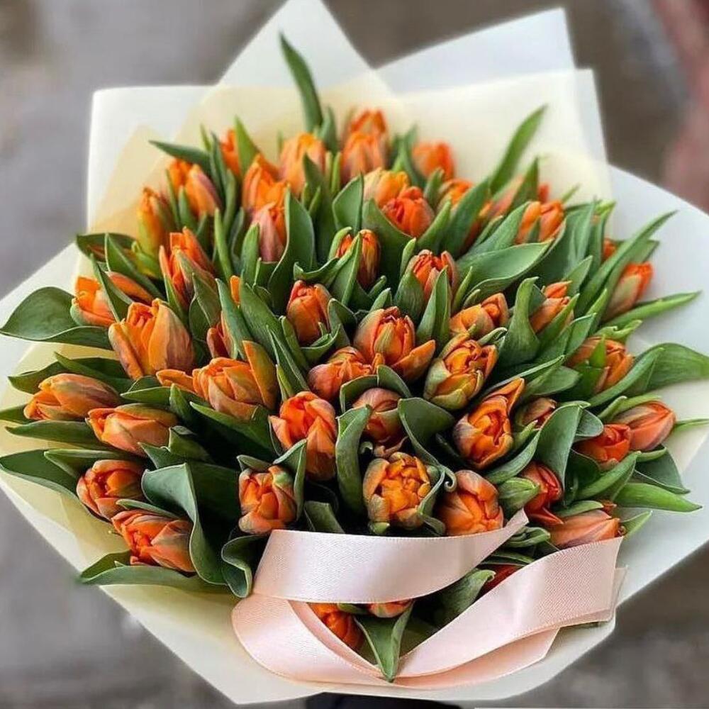 Букет из 51 тюльпан "Orange Garden"