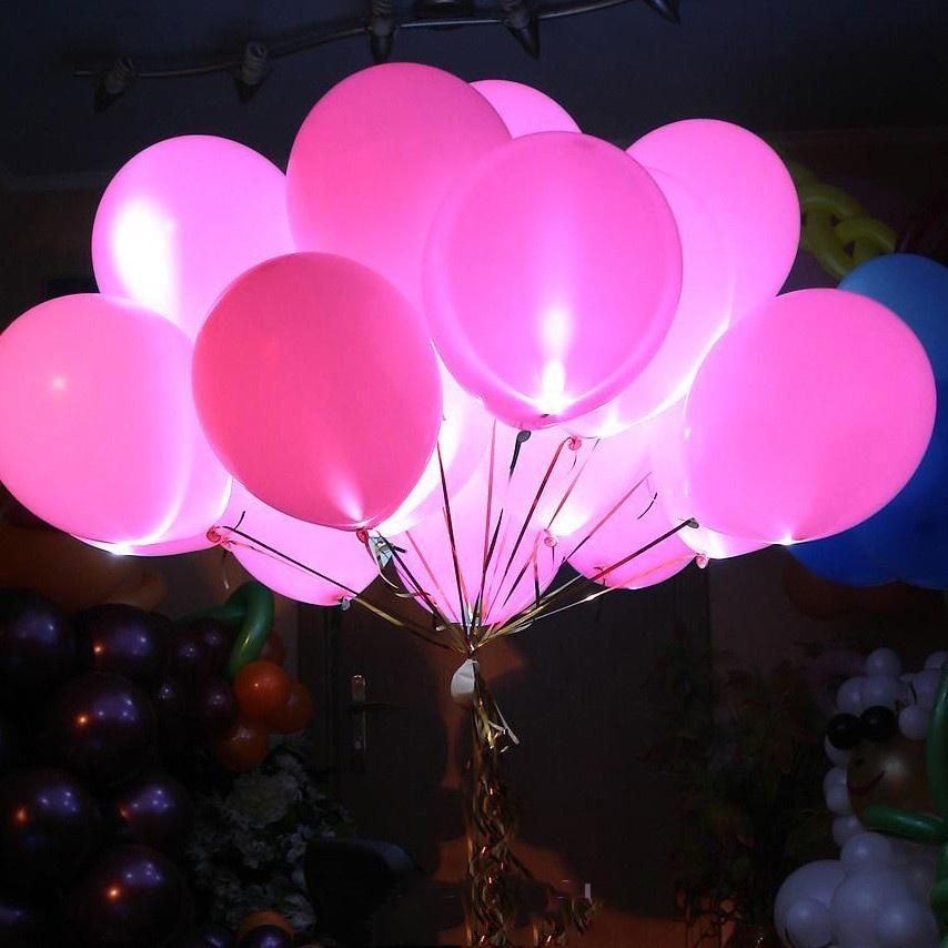 Светящийся розовый шар - латекс 12"