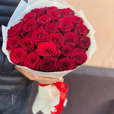 Букет из 25 красных голландских роз  2