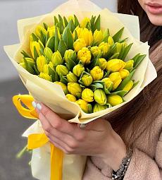 51 желтый голландский тюльпан в стильном  оформлении