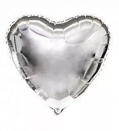 Шар - Серебро - фольгированное сердце 48 см