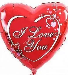 Шар - I Love you с мелкими сердцами - сердце 48 см